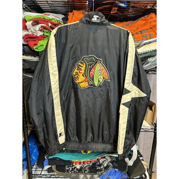 Vintage 90s Starter NHL Blackhawks Windbreaker Jacket Size Large - Picture 6 of 8